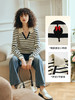 OLrain欧芮儿条纹卫衣女初秋2023年新款宽松复古爱心刺绣套头上衣 商品缩略图2