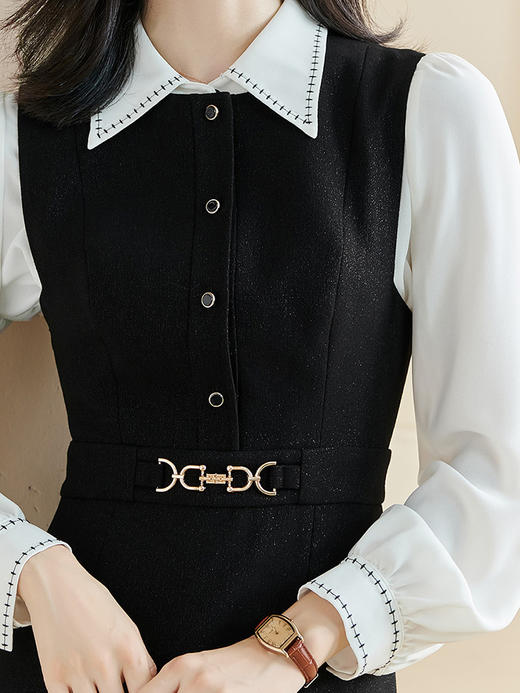 剩S/XXL 米思阳2025春季新款气质法式黑色无袖背心连衣裙遮肉显瘦打底长裙2323 商品图4