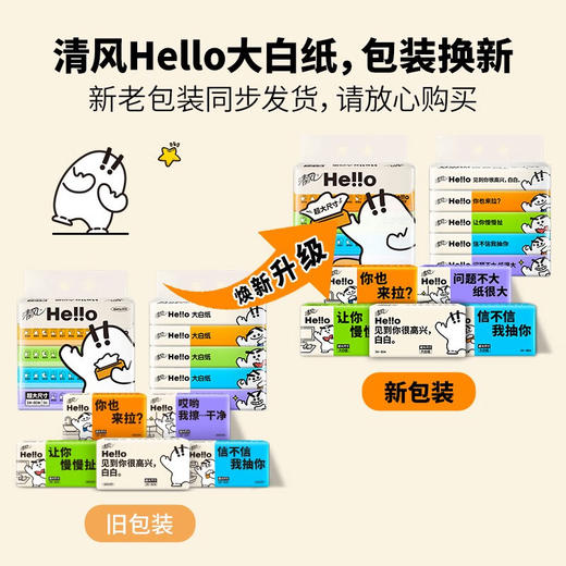 清风Hello抽取式超大号面巾纸3层80抽10包 (5包/提*2提) 商品图5