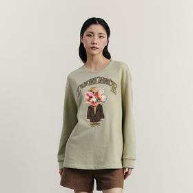 谜底中长款卫衣女2023冬新品复古特色绣花圆领宽松套头234MV1550