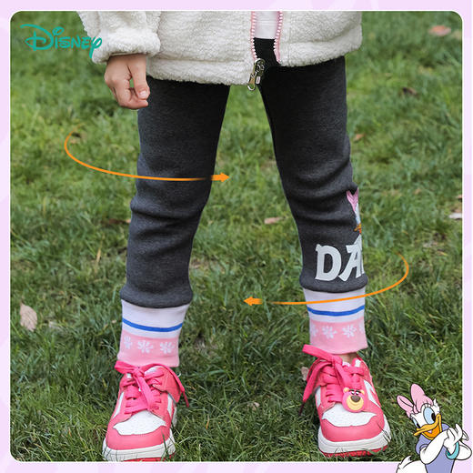 迪士尼童装秋冬新款加绒保暖打底裤女童黛丝印花休闲长裤234K1369
 商品图7