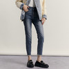谜底弹力牛仔裤女2023冬季新品高腰百搭修身铅笔九分裤234MK1493 商品缩略图1