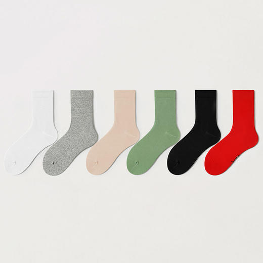 都市丽人简约系列精梳棉中筒袜中厚款女士常规袜新年本命年红品LC3CC4 商品图1