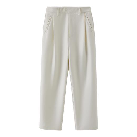 修身不紧身 斜纹褶裥 9分宽松锥形裤FB479423O 商品图7