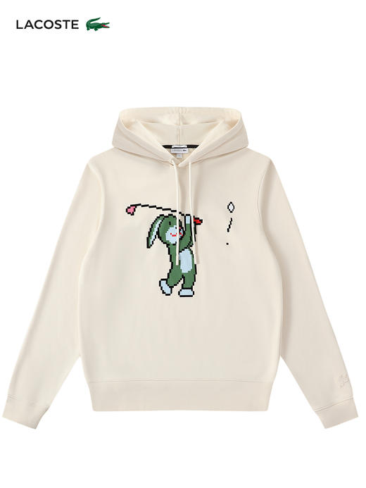 【海南专供价】Lacoste法国鳄鱼男女同款新款潮流印花纯棉连帽卫衣SH7983-98 商品图2