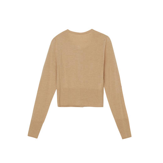 谜底短款针织开衫女2023冬季新品简约时尚百搭针织衫女234MZ1993 商品图1