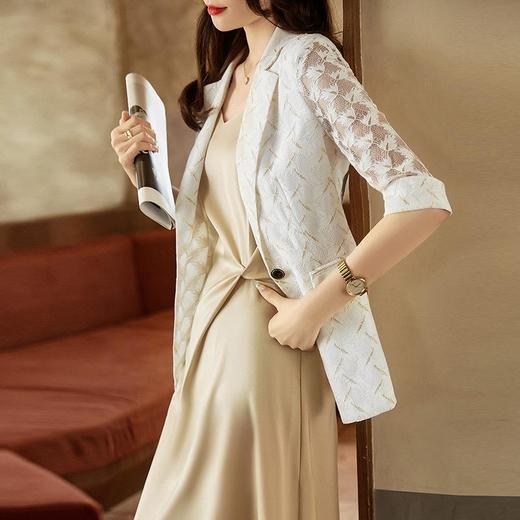 娜璐多 镂空拼接七分袖薄款小西服外套女2023夏季新款高级感通勤OL上衣女 商品图3