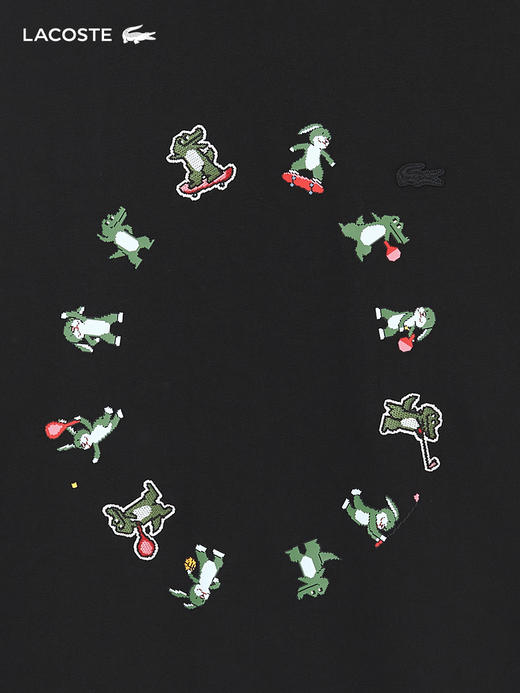 【海南专供价】Lacoste法国鳄鱼情侣款新款简约时尚印花圆领卫衣SH7370-98 商品图2