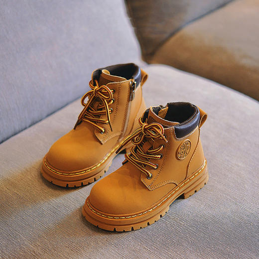 「便携式拉链款」小虎星儿童小黄靴 女童厚底马丁靴秋季男童软底短靴童装 商品图0