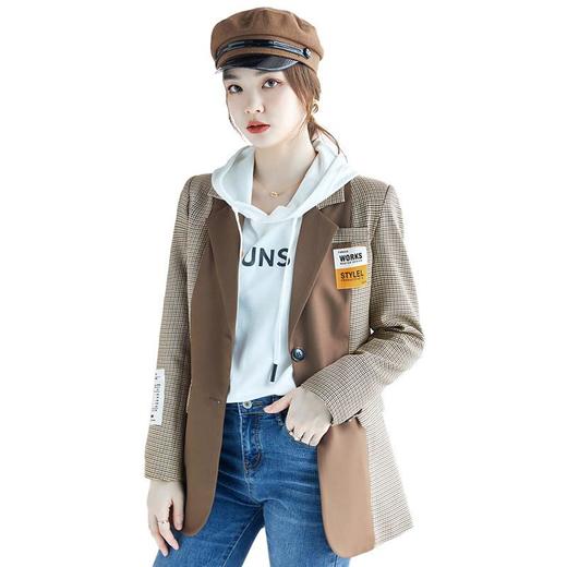 娜璐多 英伦风格子拼接小西装外套女秋季新款休闲百搭韩版西服上衣通勤风 商品图4
