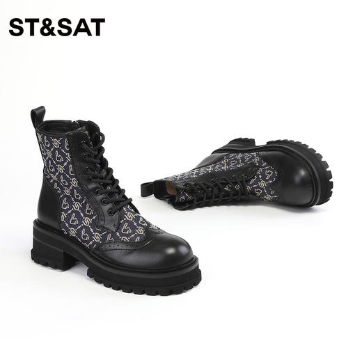 【丹宁礼盒】星期六复古拼接厚底马丁靴SS34116158（含：靴子+棒球帽） 商品图9