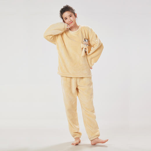 都市丽人眯雅佳双面法兰绒女士厚款长袖长裤类家居服套装LH32H6 商品图1