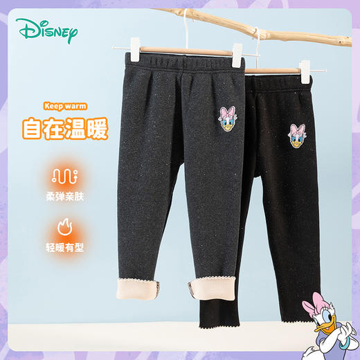 迪士尼童装女孩冬季保暖加绒加厚打底裤女童绵柔舒适长裤休闲裤子234K1368
 商品图2