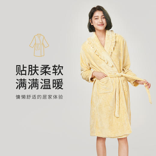 都市丽人眯雅佳女士双面法兰绒套装厚款单件袍家居服LH37A1 商品图0