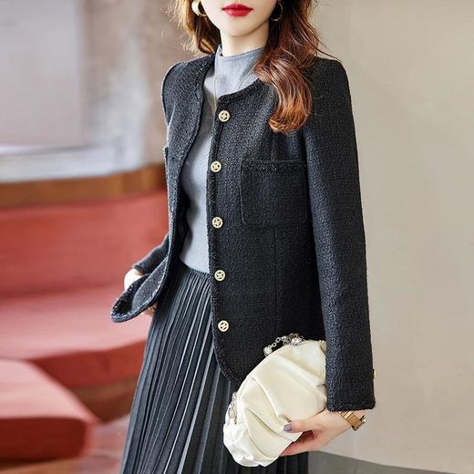 娜璐多 圆领粗花呢外套女2023年秋季新款小香风简约甜美休闲百搭温柔上衣 商品图1