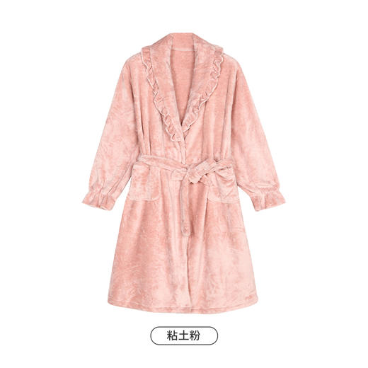 都市丽人眯雅佳女士双面法兰绒套装厚款单件袍家居服LH37A1 商品图10