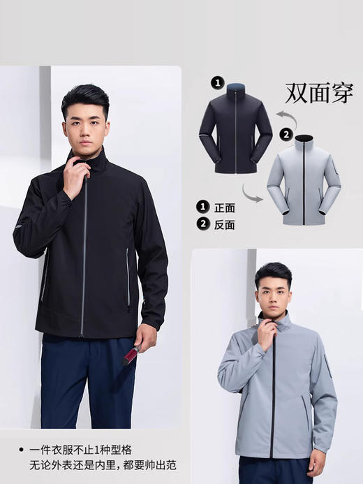 双面穿工作服男装秋冬工装外套劳保厂服企业定制logo长袖工装上衣 商品图2