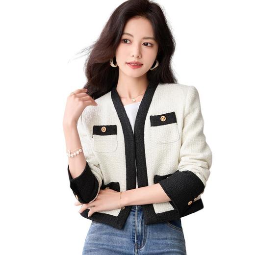 娜璐多 高级设计感白色小香风外套女2023秋季新款炸街温柔风小个子短款 商品图4