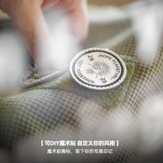 工装优选 美式休闲华夫格长袖T恤圆领魔术贴落肩百搭叠穿卫衣男秋 商品图1