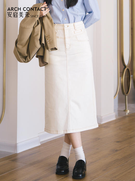 ARCHCONTACT安启美奈英伦风法式拼色圆头中跟乐福鞋52834 商品图1