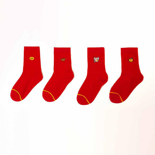 都市丽人眯雅佳休闲系列精梳棉中筒袜中厚款儿童常规袜童袜新年本命年红品JC3DA4 商品图1