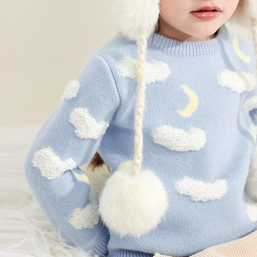 笛莎童装女童针织衫2023冬季新款可爱云朵提花毛衫 商品图3
