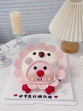 小海狸露比loopy粉狮子立体蛋糕-低糖处理无添加