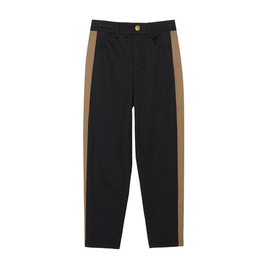 谜底休闲萝卜裤女2023冬季新品百搭宽松拼接格纹九分裤234MK1483 商品图4