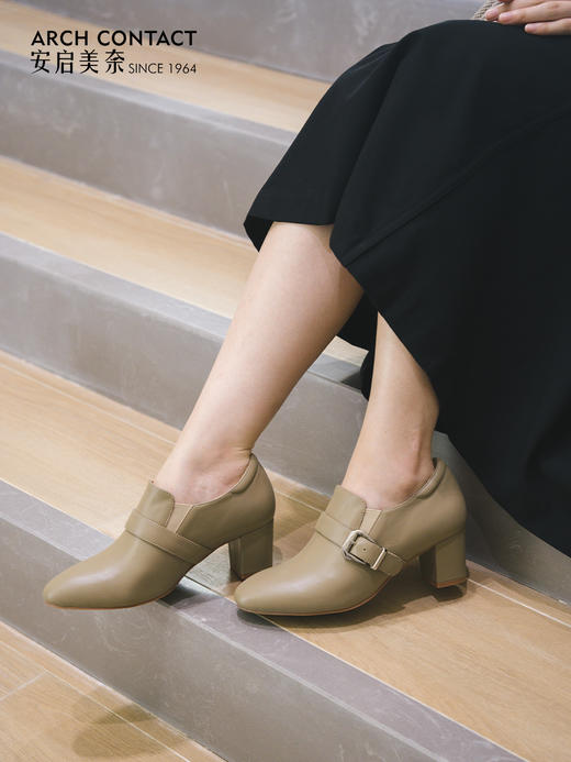 ARCHCONTACT安启美奈粗跟复古气质妈妈鞋52843 商品图2