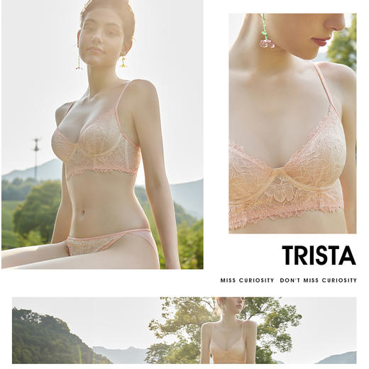 好奇蜜斯法式内衣女夏季超薄大胸显小胸性感蕾丝文胸罩套装收副乳-丝柏凌 商品图2