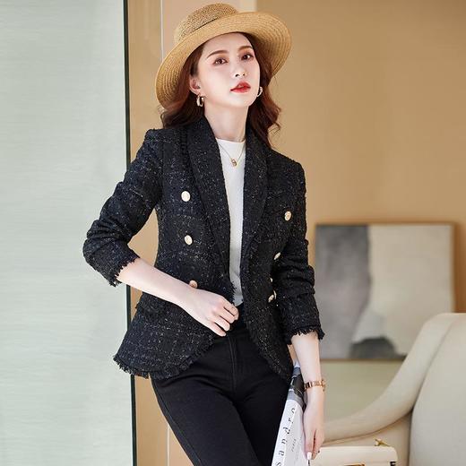 娜璐多 2023秋季新款女装小香风外套简洁干练气质通勤OL白色小西装 商品图1