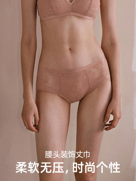 HSIA遐轻薄全蕾丝内裤【A girl】舒适透气纯棉裆女士中腰平角裤 商品图3