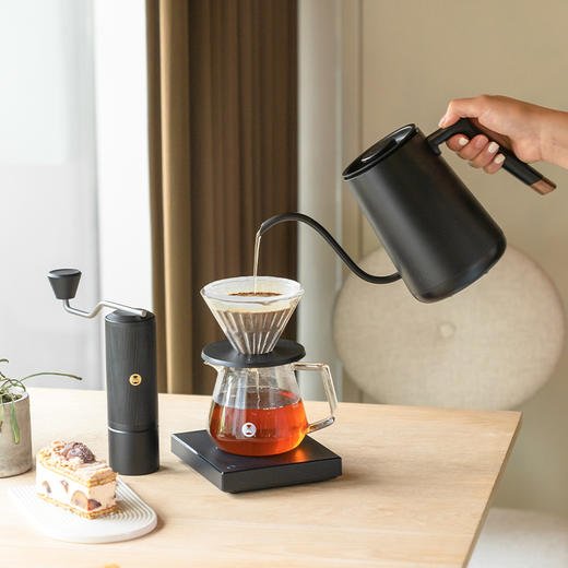 泰摩 进阶型家用手冲咖啡套装礼盒  温控手冲煮壶 磨豆机 电子秤 滤杯 商品图11