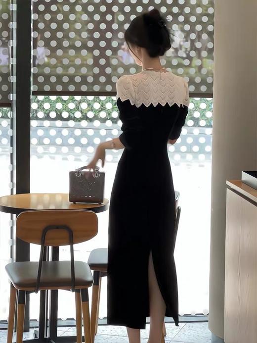 【GZ】无忧购法式温柔复古蕾丝拼接丝绒连衣裙8862（截单后7天发货) 商品图5