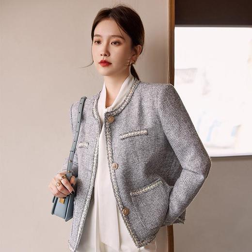 娜璐多 小香风外套女2023秋季粗花呢名媛轻奢气质高级感法式上衣 商品图2