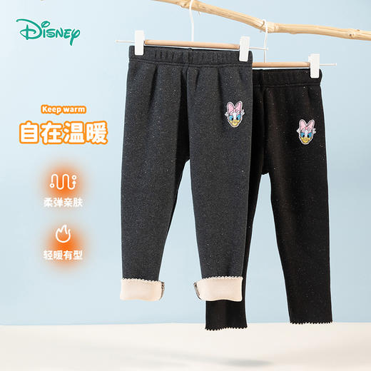 迪士尼童装女孩冬季保暖加绒加厚打底裤女童绵柔舒适长裤休闲裤子234K1368
 商品图5