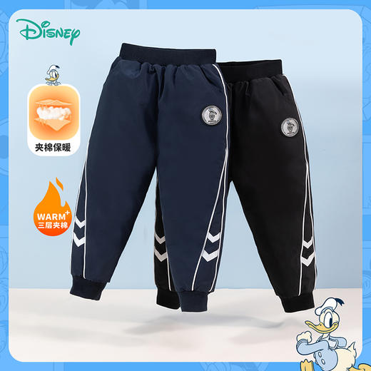 迪士尼童装男童冬季新款夹棉长裤中小童时尚休闲松紧束脚裤234K1389
 商品图10