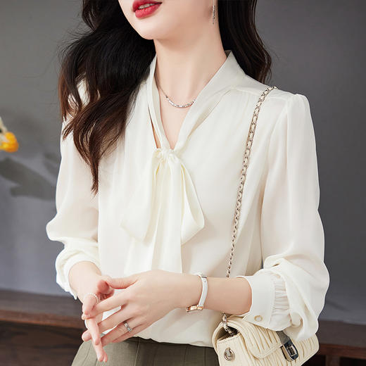 秋装新款，优雅时尚长袖真丝衬衫HR-LQSM9001 商品图1