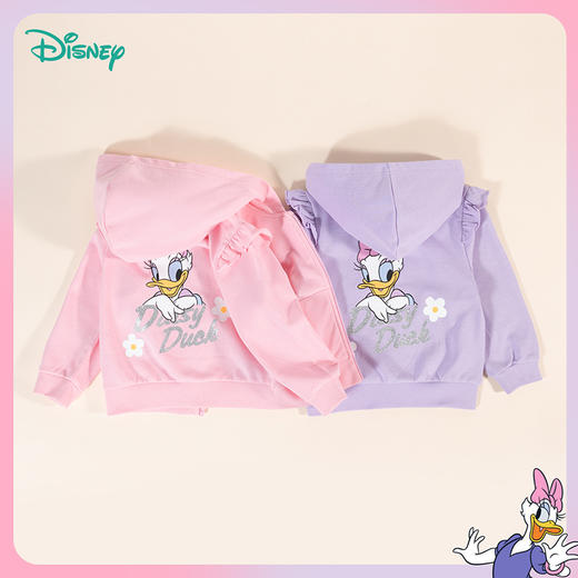 迪士尼童装春秋新款女孩黛丝公主印花甜美外套连帽时尚休闲运动服233S1854 商品图6