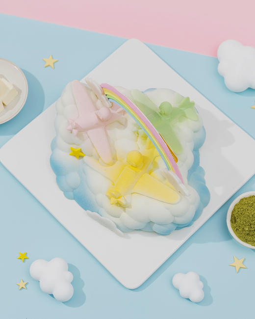彩虹飞行队-黑芝麻豆乳龙井茶慕斯生日蛋糕（2.3磅） 商品图3