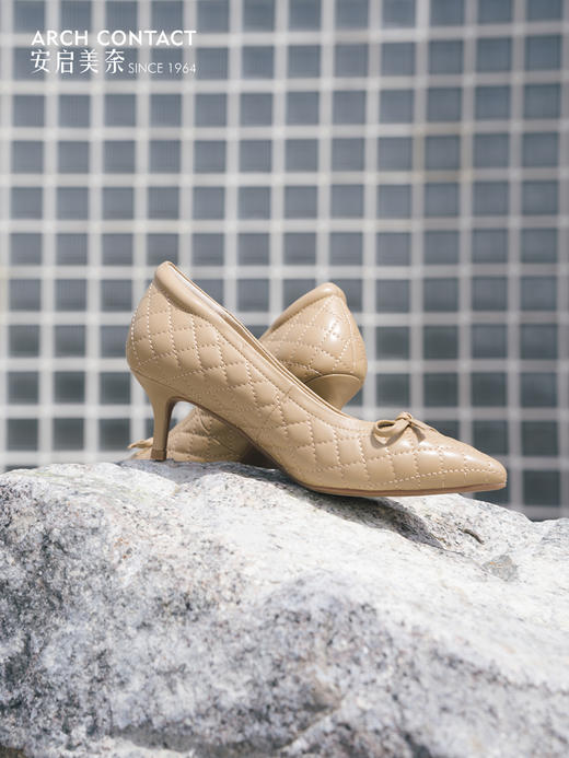 ARCHCONTACT安启美奈细跟尖头蝴蝶结女鞋52810-1 商品图3