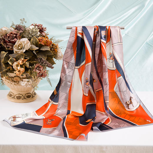 中信银行专供 鑫缘 真丝素绉缎长巾 HA4699 商品图3