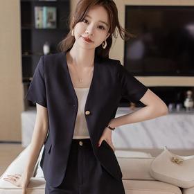 娜璐多 韩版小香风短袖套装2023早秋新款休闲薄款时尚气质阔腿短裤两件套