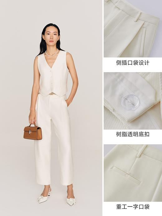 修身不紧身 斜纹褶裥 9分宽松锥形裤FB479423O 商品图2