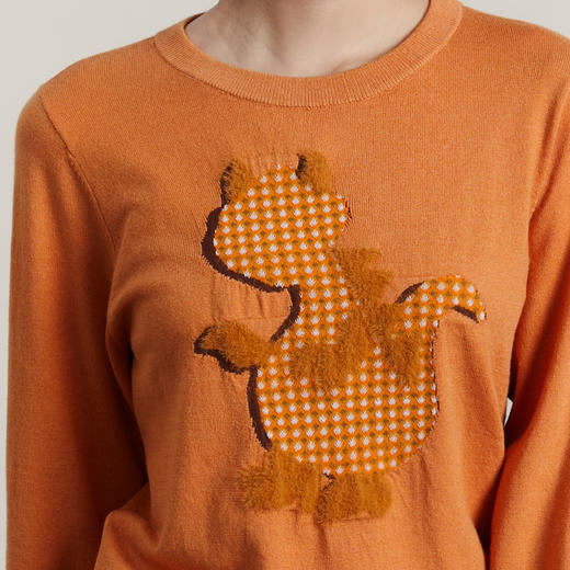 谜底套头针织衫女2023冬新品复古绣花修身百搭柔软毛衫234MZ1862 商品图3