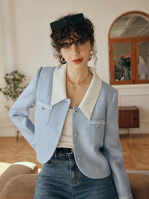 OLrain欧芮儿法式小香风短外套女初秋2023新款轻熟风宽松气质上衣 商品图0