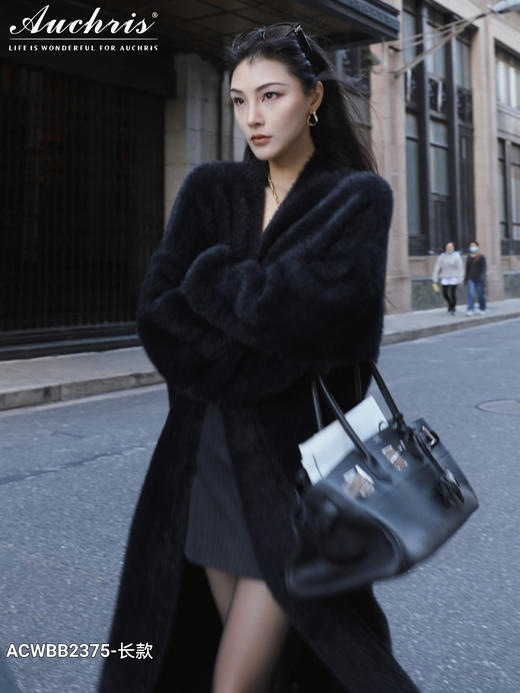 【应季好物】慵懒风中长款过膝仿水貂绒毛衣外套 商品图2