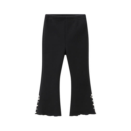 笛莎Deesha 女童裤子2023冬季新款优雅珍珠微喇打底裤 商品图4