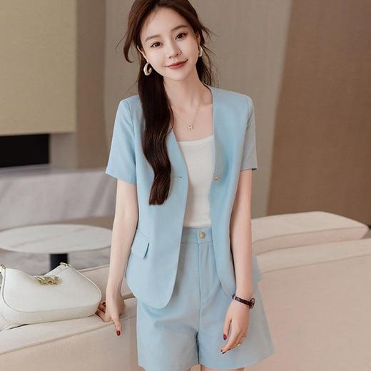 娜璐多 韩版小香风短袖套装2023早秋新款休闲薄款时尚气质阔腿短裤两件套 商品图1