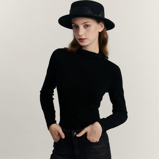 谜底打底针织衫女2023冬新品简约高领修身百搭亲肤毛衫234MZ1851 商品图2